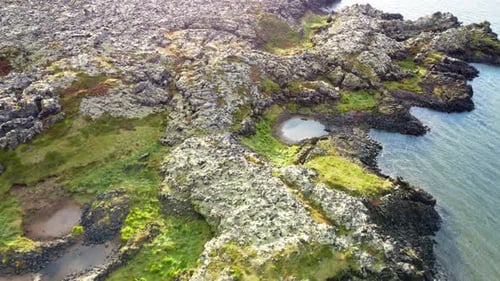 Icelandic Volcanic Coastline Outdoor Aerial View Landscape Pure Nature in Iceland Autumn Season