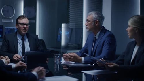 Government Agency Officials Have Important Meeting with Corporate Business People. Serious People N