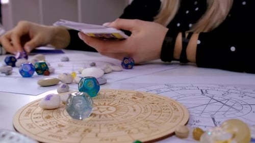 Woman Astrologer Draws a Natal Chart