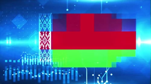 Belarus Flag On Economy Background And Graph