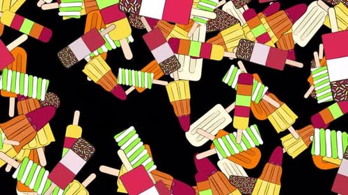 Animated Falling Ice Cream and Popsicles Flat Design Loop