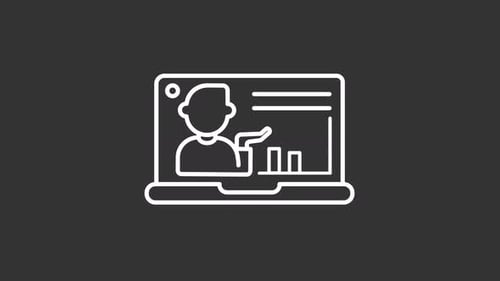 Animated e Business White Line Icon