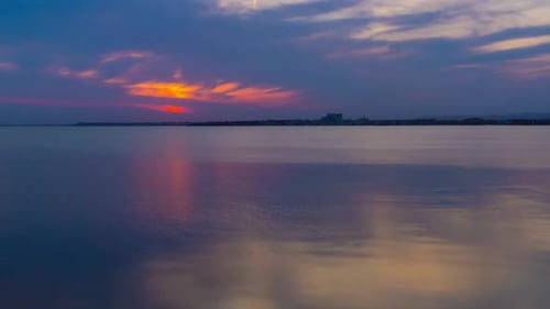 View of the Reflection in the Black Sea Against the Background of the Sky and Sunset