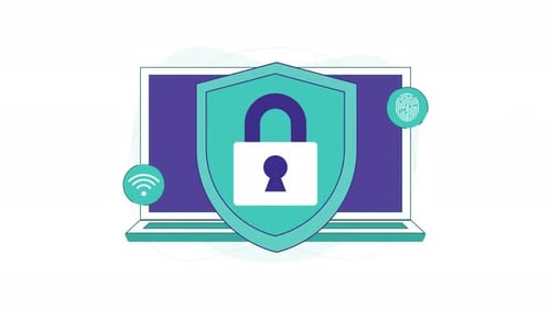 Cybersecurity Shield & Padlock Icon Animation Data Protection & Internet Safety Concept.