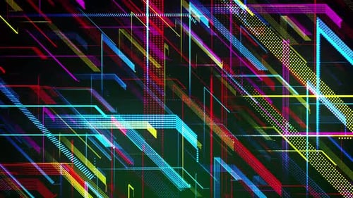 Dynamic Digital Grid Background with Colorful Lines