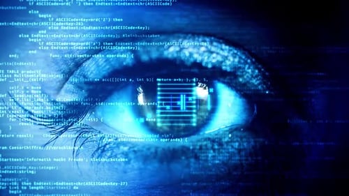 3D Digital Eye Scan Programming Code Abstract Technology