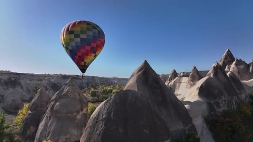Colorful Lonely Balloon In The Valley Of Love In Cappadocia