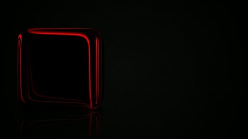 Luxury Dark Background with Red Cube, Reflection, Exclusive, 3D Render