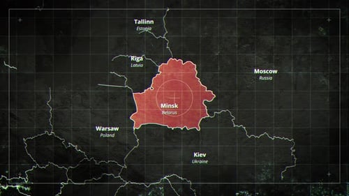 Rotierende Karte von Belarus im Satellitenkartenstil