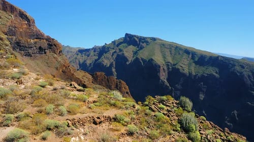 Aerial Epic Flight Over Huge Cliffs Masca Gorge Grand Canyon Mountains