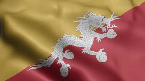Realistic Waving Flag of Bhutan Loop Animation