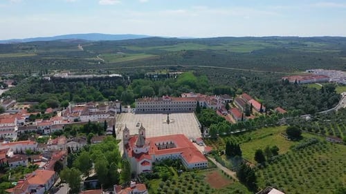 Aerial view of historical square.