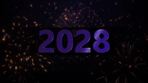 New Year Countdown with Animated 3D Numbers and Fireworks