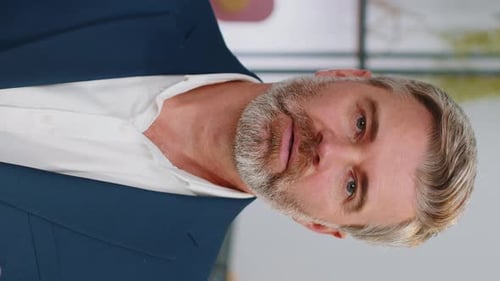 Business Man Working on Laptop at Office Talk on Online Communication Video Call with Colleague Boss