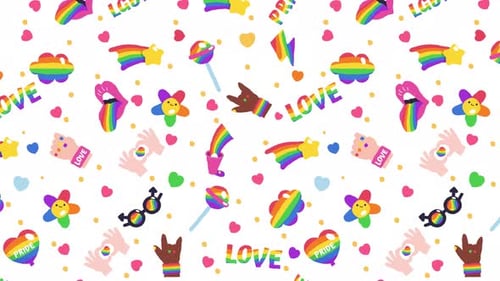 Animated Flat Design LGBTQ+ Pride Seamless Pattern Background