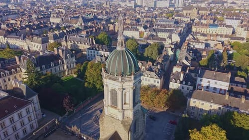 Morning Orbit Around Notre-Dame-en-Saint-Melaine Church in Rennes