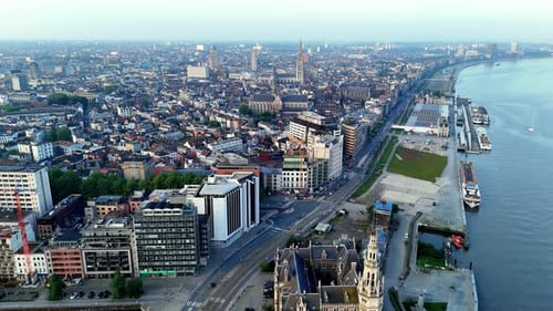 Aerial Cityscape View of Antwerp, Belgium