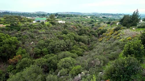 Drone shot of a canyon in the ecological community settlement Klil