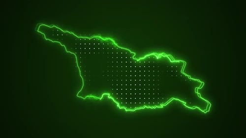 Neon Green Digital Map Outline Animation