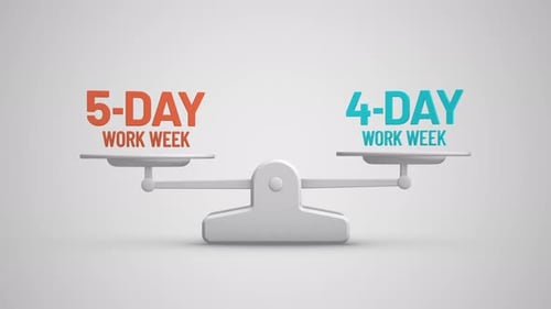Animation en boucle de l'échelle d'équilibre par semaine de travail de cinq ou quatre jours