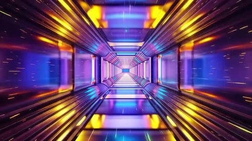 Boucle de tunnel de science-fiction au néon futuriste avec lumières incandescentes et H