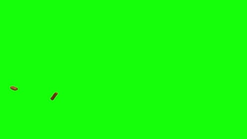 Collapse Collection: Chroma keying effect of two small bricks rolling and sliding from the bottom le