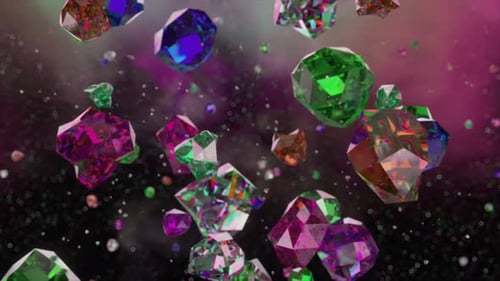 Abstract Sparkling Gemstones Floating Motion Background