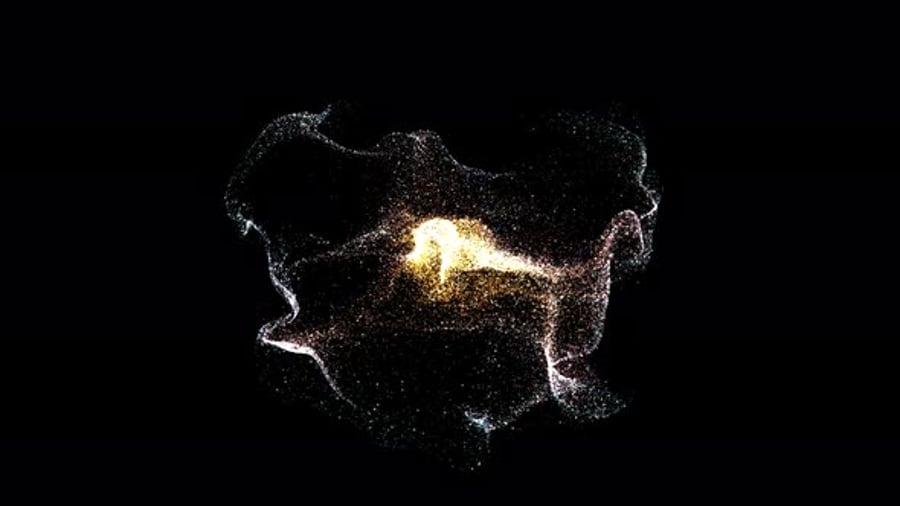 Abstract Particle Explosion Animation in Dark Background with Dynamic ...