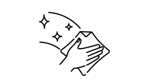 Minimalist Hand Wiping Cleaning Sparkle Icon Animation