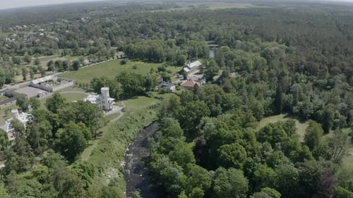 National Estonian park with river and a castle