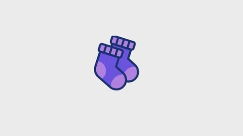 Animated Purple Socks Icon in Flat Design Style