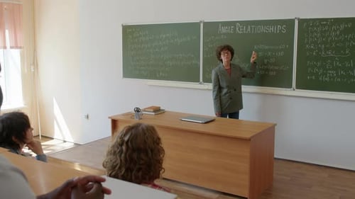 College Teacher Explaining Equation To Students