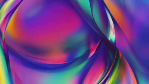 Abstrakte irisierende 3D-Flüssigkeitsflussschleife mit lebendigem Hologra