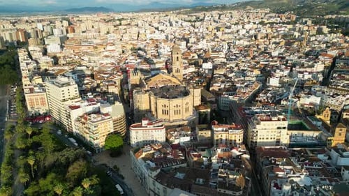 Aerial view of Malaga Cathedral, Spain.