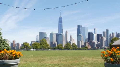 New York City Manhattan Downtown Financial District World Trade Center Tower From New Jersey USA