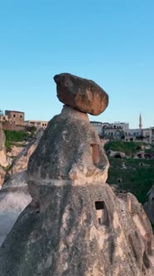 Awesome Aerial View of Uchisar 4 K Turkey Cappadocia