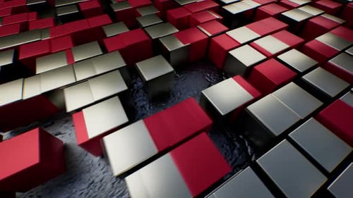 Geometric Cube Symphony Eine visuelle Erkundung in Rot und Weiß