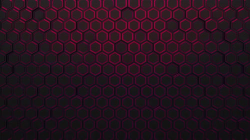 Hexagon background footage. Moving hexagons illuminated. Moving mosaic chaotic animation.