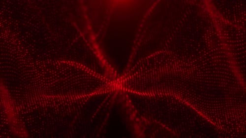 Abstract Red Glowing Particle Wave Seamless Loop Background