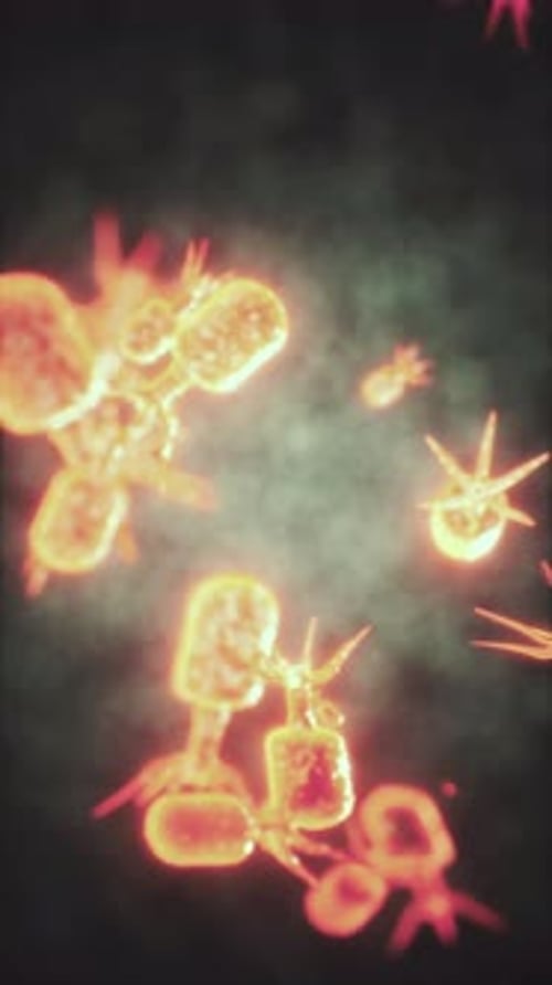 Illustration of Virus Cells or Bacteria Molecule Under Microscope