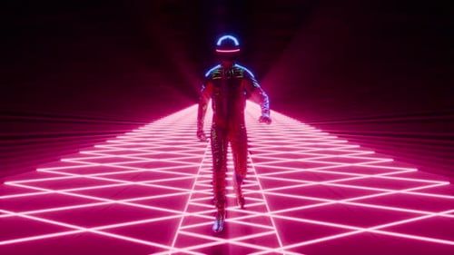 Neon Cyberpunk Helmet Guy Infinite VJ Loop