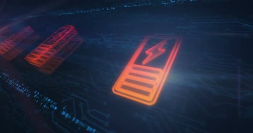 Battery charging energy symbol cyber loop concept