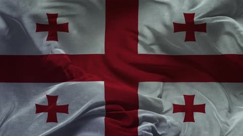 Flagge von Georgia, Stoffanimation in Zeitlupe, 3D-Rendering