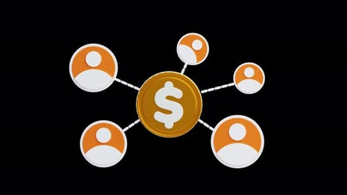 Money network connection finance sharing 3d animation