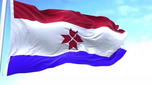 Realistic Waving Flag with Red Star Animation