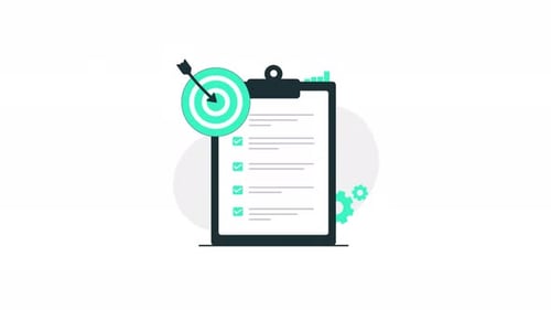 4k Clipboard with Goal Arrow. Business Target Mail Concept Animation Video