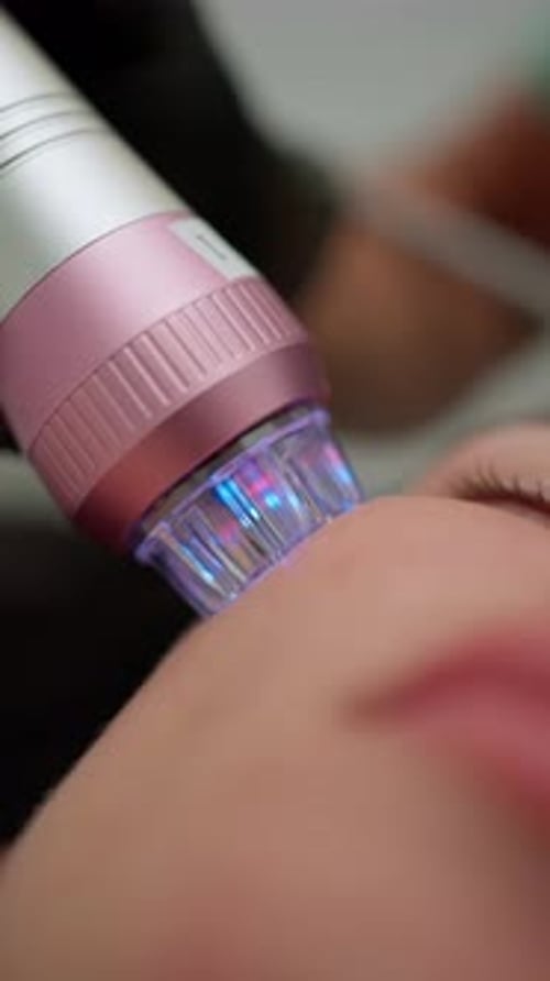 Medical Device Being Used on Face Close Up