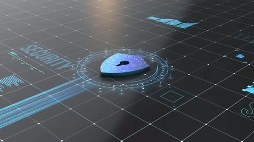 Futuristic Digital Security Shield Grid Technology Background