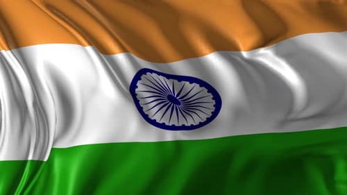 Indian Flag Waving Seamlessly with Realistic Fabric