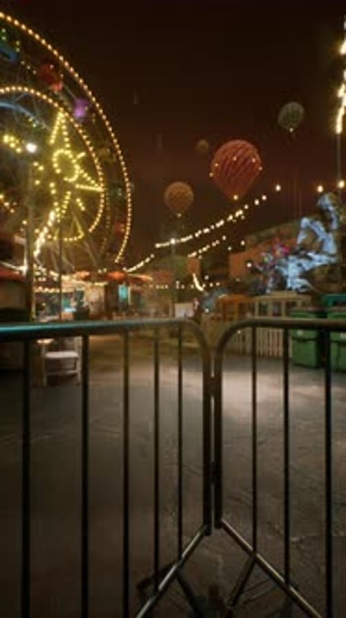 Illuminated Nighttime Amusement Park